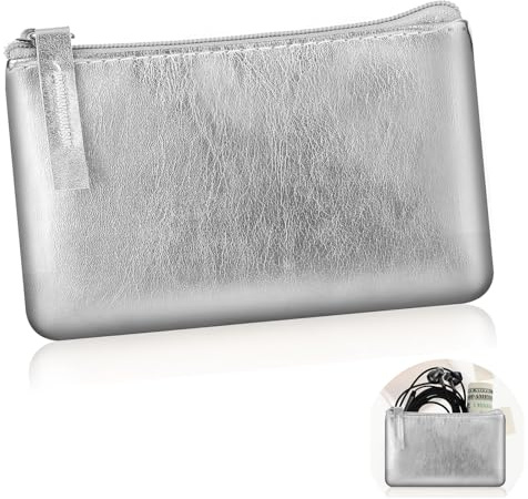 Small Coin Purses for Women, Pu Leather Women Wallet, Pu Leather Wallet with Zipper, Simple, Stylish, Waterproof and Portable, for Womon Girl (Silver)