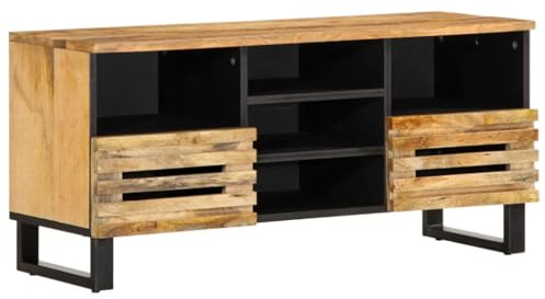 LLEZKBR Gabinetes y estantes de almacenamiento de medios de almacenamiento, mueble de TV de 100 x 34 x 46 cm, madera maciza de mango rugoso