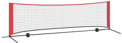 vidaXL Filet de Tennis Noir et Rouge 301 x 90,5 x 87 cm Polyester, Filet de Tennis Moderne pour Jardin et terrasse, rectangulaire, Portable, Ajustable, léger, résistant aux UV