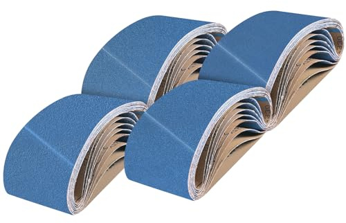 UMXIUO Nastri Abrasivi 75 x 533 mm 8 Pezzi 40/60/80/120 Grana | Corindone Zirconio Nastro Abrasivo, Carta Abrasiva per Levigatrice a Nastro, per Lucidare Metallo, Legno