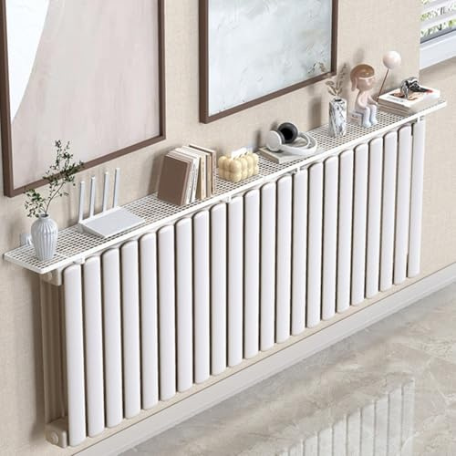 GLOBALHUT Estante decorativo para radiador de 2 piezas, organizador de almacenamiento, 35x15x3 cm de hierro con ganchos que ahorran espacio, para secar ropa o zapatos, fácil instalación sin