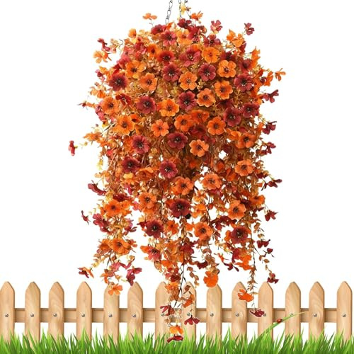 Generiska konstgjorda höstblommor – realistisk bukett, 69,85 cm UV-resistenta höstblommor för utomhusbruk – för dekoration av inomhus terrass trädgård balkong