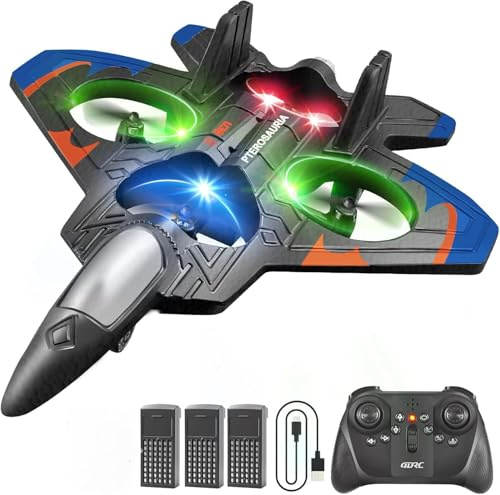 4DRC V32 Foam RC Planes with 3 Batteries, Remote Control Airplanes for Kids Adults 8-16, RC Drone Airplane Helicopter Jet with Light, 360° Flip, Stunt Roll, Airplane Toy Gifts for Kids Boys Adults