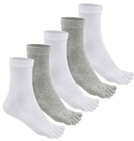 Soleeya 5 Pares Calcetines Mujer Dedos Separados Algodon EU 35-40 Suave y Transpirable Calcetines Deporte Mujer con Dedos Correr Deportivos