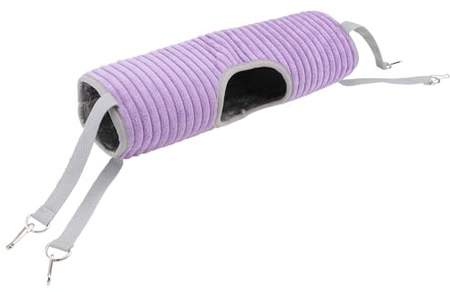GARVALON Cama Colgante para Hámster y Ardilla de Invierno Saco de Dormir Cálido y Cama Tubular de Felpa Púrpura para Mascotas Pequeñas para Erizo y Roedores Suministros para Mascotas