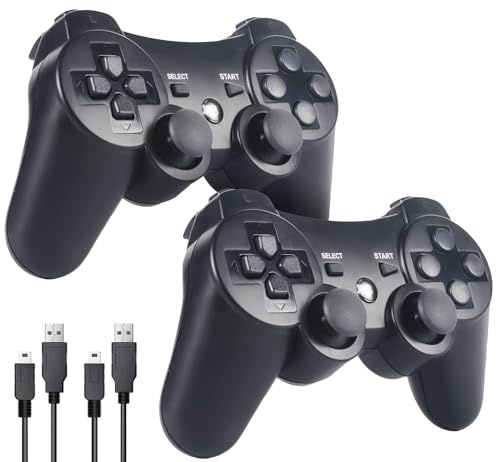 Sefitopher Controller für PS3 Wireless Controller Compatible für Playstation 3 Bluetooth Gamepad mit Double Shock, Ladekabel 2pcs