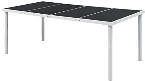 zylophax Gartentisch 190x90x74 cm Schwarz Stahl mit Glasplatte wetterfest für Terrasse Balkon Outdoor Loungetisch stabil pulverbeschichtet langlebig