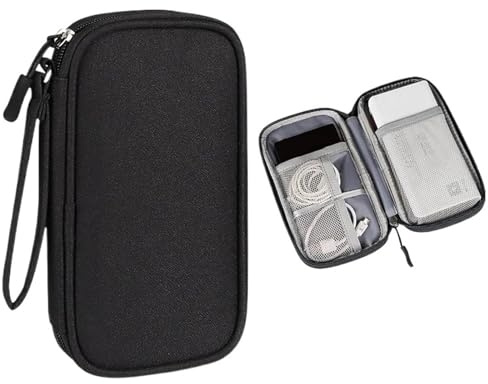 XPJYUA Reseelektronik organisatör bärbar kabelorganiserare vattentät förvaringsväska för Power Bank digitalt fodral hörlurar Oxford tyghållare, Svart, One Size, En stil