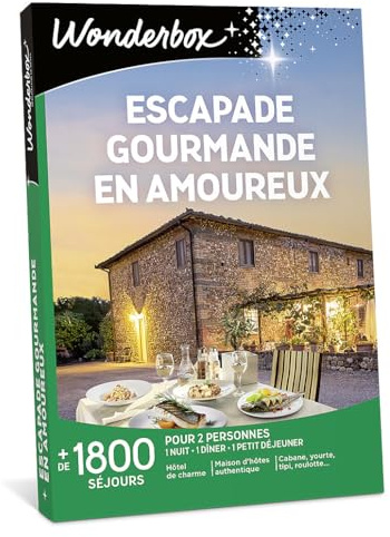 Wonderbox - Coffret Cadeau - Escapade Gourmande en Amoureux - idée cadeau couple