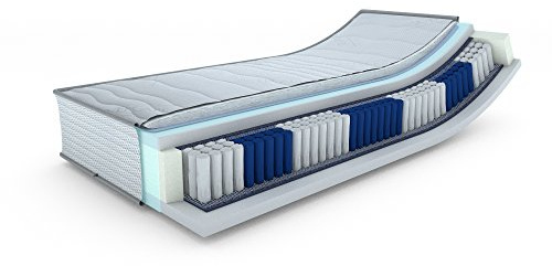 MSS e.K. SilverSpring 7 Zonen Taschenfederkernmatratze Premium 160 x 200 cm H4 / Kaltschaum mit Premium SilverCare Bezug inkl. Steppung, Sommer und Winterseite waschbar bis 60 °C