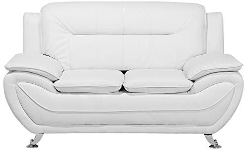 Beliani Weißes Zweisitzer Sofa Kunstleder Modern Designersofa Couch Leira