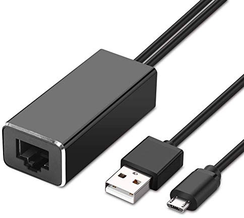 Weixinke Ethernet-Adapter für Fire TV Stick (2. Generation), Fire TV (2017), Chromecast Ultra / 2/1 / Audio, Google Home Mini, USB A auf RJ45 100 Mbps Netzwerkadapter mit Netzteilkabel