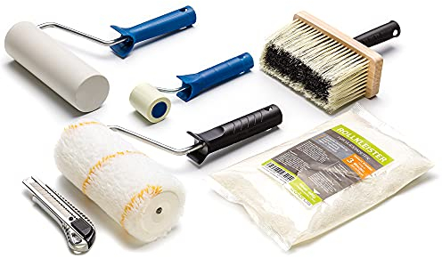 Colorus Tapezier Set 5 tlg. | Tapeten Set mit Cuttermesser, Kleisterroller, Andrückroller, Bürste | Tapezierwerkzeug Tapezierbedarf für Vliestapeten