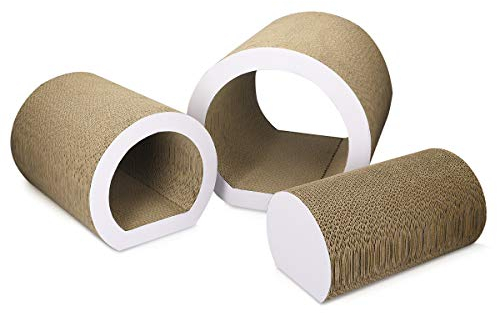 Navaris Kratztunnel 3er Set - Kratzbrett aus Pappe für Katzen - Katzentunnel Katzenspielzeug Kratzmöbel aus Karton - Kratzkarton Kratzpappe