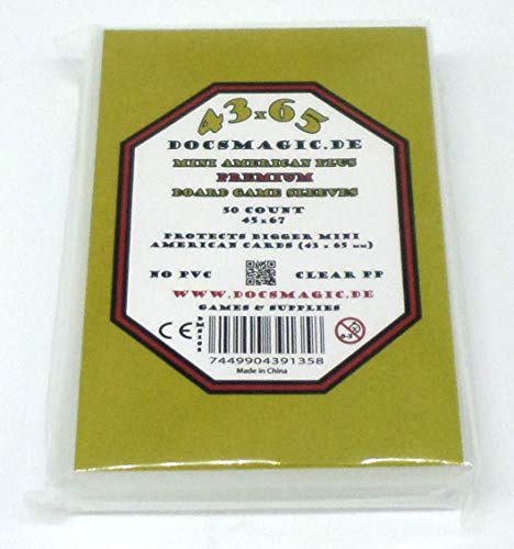 docsmagic.de 50 Premium Mini American Plus Board Game Sleeves - 45 x 67 - Small US+