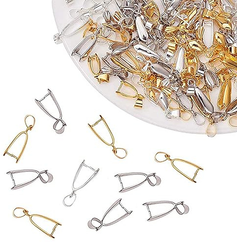 Ylinwtech Schmuck Anhänger Ösen, 100 Stück | Anhängerschlaufe, Kettenanhänger Ösen Clips, Anhänger Kettenverschluss Clip, für Schmuck DIY, Anhänger,Halskette
