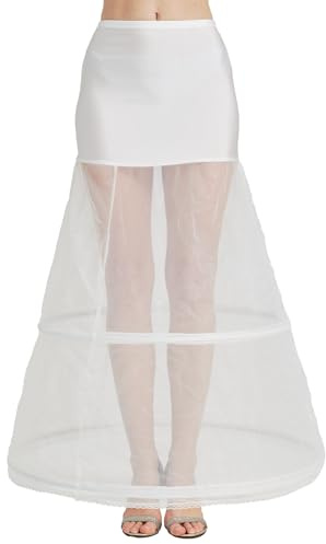 BEAUTELICATE Sottogonna Sposa Donna sotto Gonna Cerchio Crinolina di Abito da Sposa Vintage per Halloween Cerimonia Abito da Sera Addio al Celibato Partito Festival Bianco - 2 Cerchi, 42-44