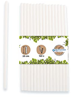 BIOZOYG Jumbo Papier Trinkhalme 23cm Strohhalm 8mm Ø I Trinkhalm biologisch abbaubar I weisse Strohhalme umweltfreundlich I Party Trinkhalme für Smoothies I Papierstrohhalme 150 Stück