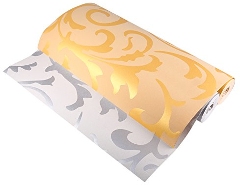 Carta da Parati Autoadesiva Non Tessuta Oro Effetto Tridimensionale Decorativa per Soggiorno, Letto, Studio, Bambini, Corridoio