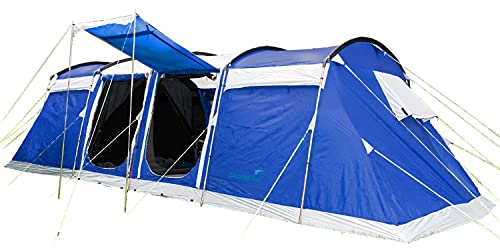 Skandika Tunnelzelt Montana Sleeper Protect 10 Personen | Camping Zelt mit eingenähtem Zeltboden, Sleeper Technologie, Schwarze Schlafkabinen, 5000 mm Wassersäule, Moskitonetze | Familienzelt