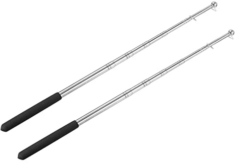 PATIKIL Teleskopiska handhållna flaggstänger, 2-pack utdragbar bärbar flaggstång i rostfritt stål för turguidelärare, pekare, svart