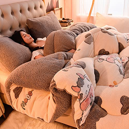 CXLT Lammsamt-Quiltüberwurf Winter halten warme Decke, Superweiche, hochdichte Milchsamt-Steppdecke für Couch/Bett, Queen King Double Single Tröster für alle Jahreszeiten Geschenk,D-200x230cm-5kg