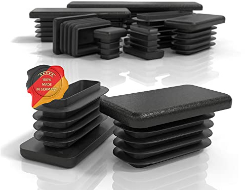 PD® Lamellenstopfen 50x30 mm Rechteckrohr - Endkappen schwarz | 10 Stück | Endkappen Rechteckig aus PE Kunststoff | Rohrstopfen zur Rohrabdeckung von Metallrohr & Aluprofil | Rechteckstopfen schwarz