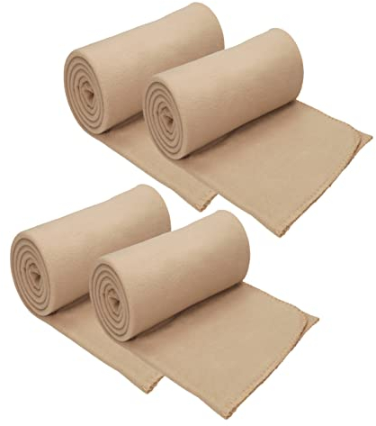 Betz Fleecedecke 4 Stück 130x170 cm 180g/m² – Weiche Wohndecke & Kuscheldecke – Flauschige Sofadecke als Tagesdecke – Leicht, wärmend & pflegeleicht – Farbe Sand