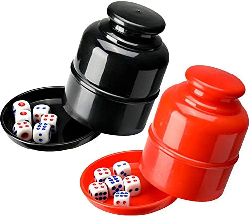 Wudaizhi Würfelbecher mit Deckel, 2 Sets Würfelbecher inklusive 5 Stück Würfel für Brettspiele
