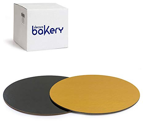 Decora, 5933113 Lot de 50 assiettes à gâteau de Ø 28 x 3 H mm, couleur or et noir, en carton, recouvertes d'un film imperméable, idéal pour présenter et servir des bonbons