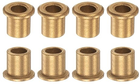 QUARKZMAN 8Stk Flansch Gleitlager Hülse Sinterbronze Buchsen 8x12x15mm | Selbstschmierende Lager mit 16x2mm Flansch Niedrigem Reibungskoeffizienten für Elektromotoren, 3D-Drucker, Maschinenbau