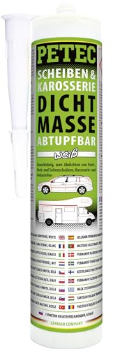 PETEC Scheiben & Karosseriedichtmasse weiß Butyl Dichtmasse 310 ml Tube | Auto Dichtung Karosserie Dichtungsmasse zum Abdichten von Front-, Heck- und Seitenscheiben & Anbauteilen 83290