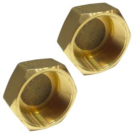 Duraplast UK 15mm Fitting Blanking Cap 1/2 Female Thread - Pack of 2 | Compression Plumbing Fittings | Hex Brass Blanking Nut Caps | Blanking Stop Cap 1/2 inch | Brass Fitting Caps | Pipe Fitting Cap