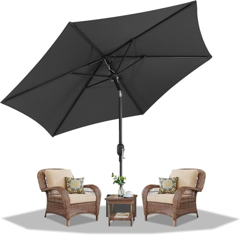 Daromigo Sonnenschirm 270 cm Grau mit Kurbe 30° knickbar| Ampelschirm Gartenschirm Sonnenschutz UV Schutz 50+, Kurbelschirm Marktschirm wasserdicht für Garten, Terrasse, ohne Ständer