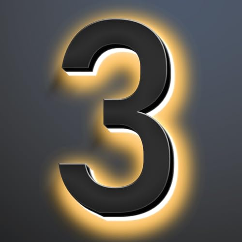6 Inch Illuminated House Numbers For Outside, Backlit LED Home Address Signs, LED Address Lights For House, Light Up House Number Sign For Outdoor,3