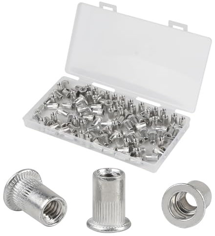 CPROSP 105 Pezzi Rivetti Filettati Alluminio M5 con Scatola Portaoggetti, 7 mm Dado per Rivetto M5, Dadi per Rivetti Ciechi per il Fissaggio dei Mobili, Ottimi Rivetti in Alluminio