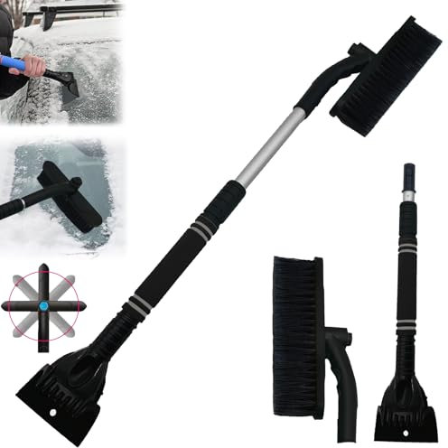 Coffee Life Plus Cepillo de Nieve y Rasqueta de Hielo,Cepillo de Nieve Retráctil,2 En 1 Raspador De Hielo para Coche,Raspador De Hielo Desmontable,Rascador de Hielo para Coche con Escoba (Negro)