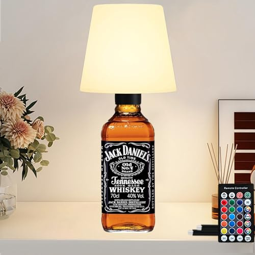Lampada da Tavolo con Telecomando Senza Fili Variabile Ambiente RGB Cambiamento Colore Ricaricabile Altezza Regolabile Bottiglia Lampada Da Comodino