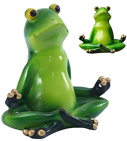 Figure di rana Decorazione da giardino Yoga Rana Animali Outdoor Meditazione Rane Statua per Casa Prato Recinzione Sgabello Decorazione 10,2 x 10,8 cm per Interni di Casa Cucina