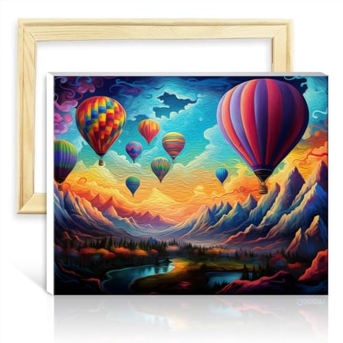 TANGFEIY on Canvas Paint by Numbers hot air Balloon Adults Paint Kits Acrylic Number with Paintbrushes Project for Home Decor Gifts DIY Frame(30x40cm)