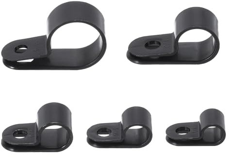 sourcing map 305pcs Single Coaxial Cable Clips Screw Clip Electrical Wire Cable Holder Plastic Wire Clamps for Cords Management, Black