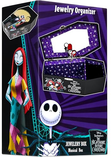 Get Trend Disney The Nightmare Before Christmas Joyero Musical Niña Caja Decorativa Organizador con Espejo y Cajones Almacenaje Regalo Niñas (Negro TBNC)