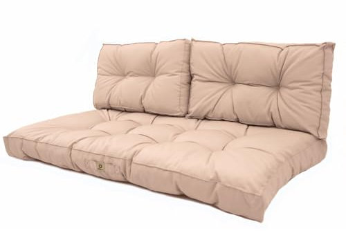 Cojines Exterior para salón de jardín - Acolchado, Impermeable y Anti-UV - DÉCO Arts (Beige, Asiento: 100x50cm - Respaldos: 100x35cm)