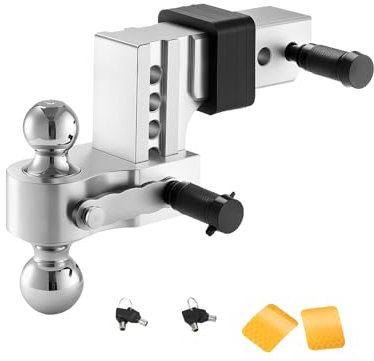 VEVOR Gancio di traino regolabile, supporto testa sferica alto 101,6 mm, adatto per ricevitori da 63,5 mm, con sfere da 50 mm 58,7 mm, capacità 8390 kg, perno antifurto per carro attrezzi
