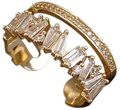 TREMTIMERETI New 2026 Luxury Gold Color Pearl Zircon Rings For Woman Simple Hollow Heart Cross Opening Joint Ring Wedding Party Elegant Jewelry Gifts Fashion Accessories Creative Gift
