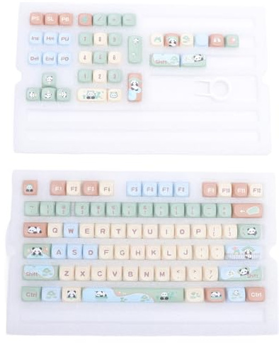Denash PBT Cute Panda 9mm MCA Height DIY Keycaps Set Replacement for Mechanical Keyboards, 112 Keys with Adorable Panda Designs, Compatible with Various Layouts