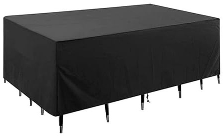 BRAVECOW Furniture Covers, Waterproof Garden Sofa Cover, 350x260x90cm Oxford Fabric with Drawstring, Strap for Outdoor Table Chair Set