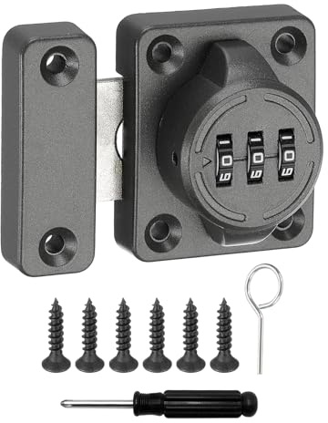 uxcell Cabinet Door Latch 2.05 x 1.65 Inch Zinc Alloy Keyless Combination Lock for Kitchen Cabinet Office Drawer Wooden Furniture Gray 1Pcs