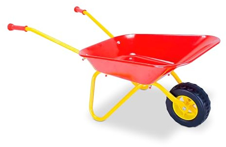 Relaxdays Brouette pour Enfants, poignées ergonomiques, H x L x P : 43 x 74 x 36 cm, métal, Plastique, Rouge