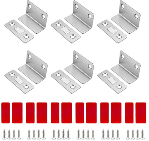 6 magneti per porte, chiusura magnetica, ultra sottili, per porte dell'armadio, chiusura magnetica, chiusura magnetica, porta scorrevole, chiusura magnetica + viti